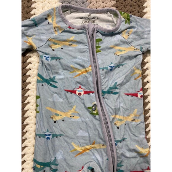 Caden Lane Airplane Bamboo Zip Pajama – Newborn - Picture 2 of 5